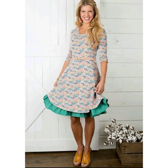 Matilda Jane Floral Dress with Green Ruffle - Picture 1 of 7